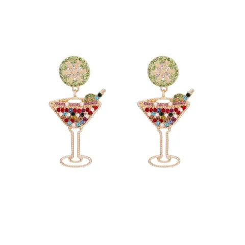 Orecchini Pendenti A Calice Da Cocktail Con Lega Strass E Perla Artificial Imitazione Gioielli Da Festa Per Donna