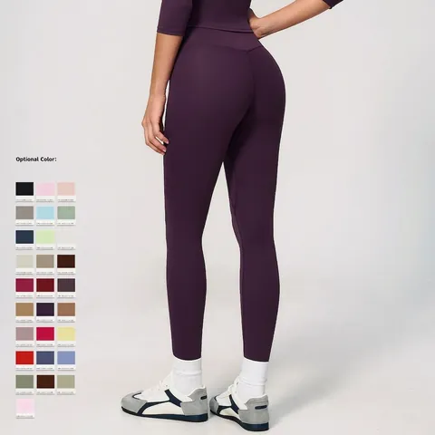 Women High Waist Yoga Pants Tummy Control Hip Lifting Quick Dry Elastic Fitness Gym Leggings Nylon Spandex Brushed Solid