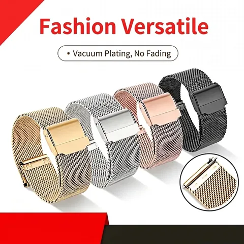 Milanese Mesh Watch Band 304 Stainless Steel Strap Quick Release Woven Bracelet For Men Women Silver Gold Metal Replacement