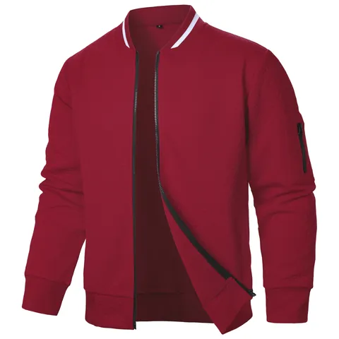 Herren Casual Bomberjacke Rautenmuster Textur Reißverschluss Stehkragen Mit Weißen Streifen Ärmeltasche Mode Außenjacke