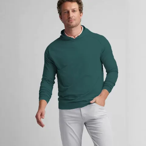 Men's Casual Raglan Sleeve Hooded Sweatshirt Solid Color Cotton Blend Long Sleeve Pullover Hoodie Top