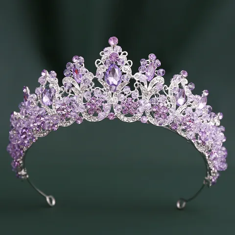 Corona da Sposa in Lega Barocca Fatta a Mano con Strass Copricapo da Sposa di Lusso in Cristallo con Foglie per Sposa