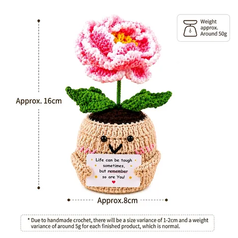 Handgemachte Häkel-Topfpflanze Gestrickte Blume Emotionale Unterstützung Pflanze Süßes Smiley-Gesicht Schreibtisch Dekor Geschenk