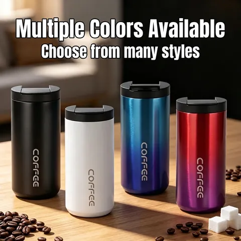 Modern Gradient Stainless Steel Coffee Travel Mug Vacuum Insulated Portable Leakproof Thermal Cup Lid For Hot Cold Drinks