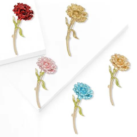 Elegante Clavel Broche de Aleación Estilo Coreano Flor de Esmalte Alfiler para Mujer Traje Abrigo Joyería Decoración Accesorios Ropa