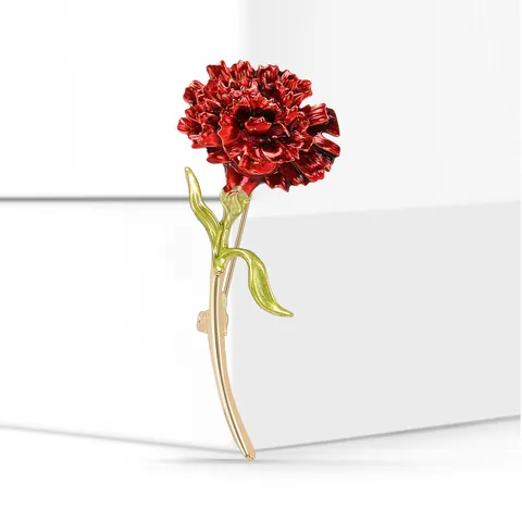 Elegant Alloy Enamel Carnation Brooch Pin For Women Fashion Floral Drip Oil Flower Breastpin Jewelry Gift For Mother's Day