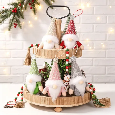 Gnomo Di Natale Appeso Bambola Senza Volto Peluche Maglia Fatto A Mano Tomte Svedese Elfo Stella Decorazione Albero Di Natale