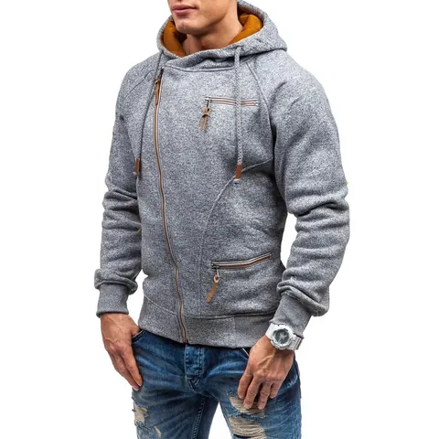 Heren Hoodie Met Zijrits Kationisch Gemêleerd Fleece Kapuchon Contrastvoering Streetwear Pullover Lederen Details