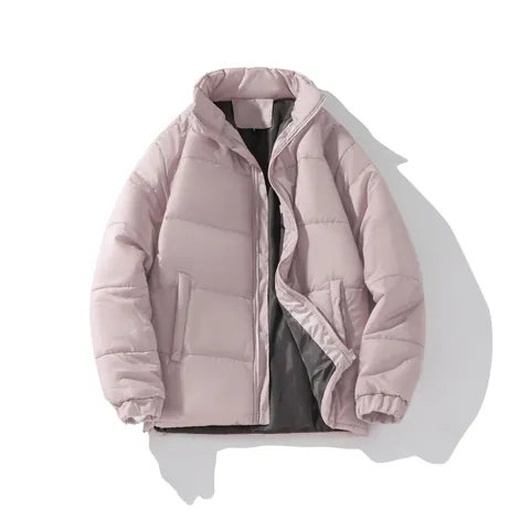 Men Stand Collar Puffer Jacket Quilted Padded Coat Winter Warm Windproof Full Zip Casual Outdoor Outerwear For Autumn Winter