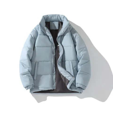 Men Stand Collar Puffer Jacket Quilted Padded Coat Winter Warm Windproof Full Zip Casual Outdoor Outerwear For Autumn Winter