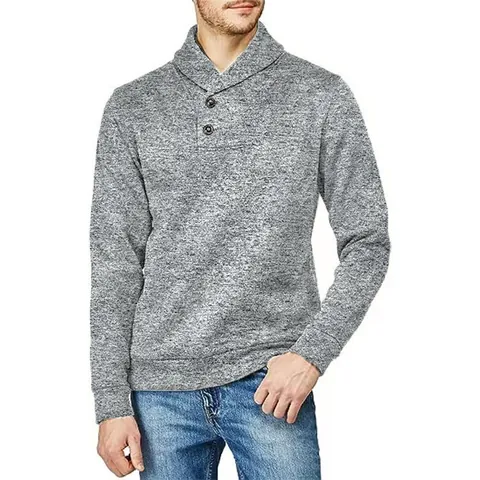 Maglione da Uomo in Maglia con Collo a Scialle Casual Manica Lunga Melange Pullover con Bottoni Moda Autunno Inverno