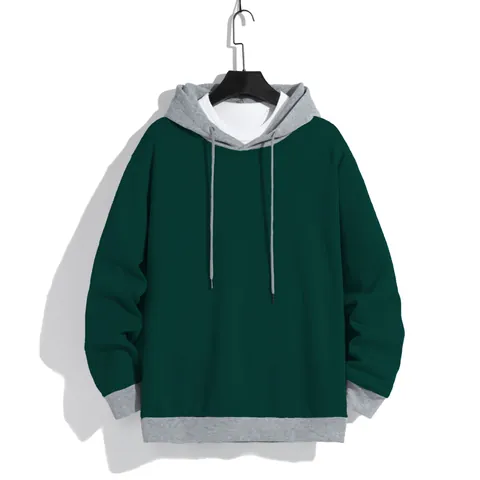 Men's Casual Color Block Hooded Sweatshirt Cotton Blend Long Sleeve Hoodie With Drawstring Ribbed Cuffs Fake Two Piece Streetwear Pullover Top