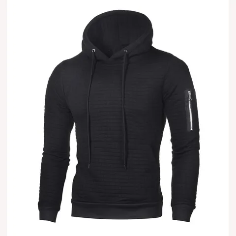 Heren Casual Gewatteerde Hoodie Wafeltextuur Slim Fit Sweatshirt Capuchon Lange Mouw Pullover Mouw Ritszak Top