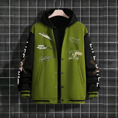 Ανδρικό American Vintage Varsity Hoodie Τζάκετ Patchwork Chicago 23 Εκτύπωση Casual Streetwear Μείγμα Βαμβακιού