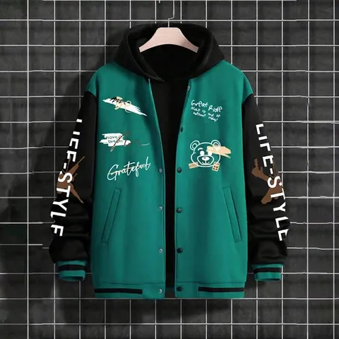 Ανδρικό American Vintage Varsity Hoodie Τζάκετ Patchwork Chicago 23 Εκτύπωση Casual Streetwear Μείγμα Βαμβακιού