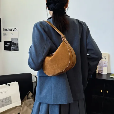 Leopard Mattierte Unterarmtasche Für Damen Nische Chic PU Knödeltasche Retro Schulter Umhängetasche Mode Reißverschlusstasche Alltag Vielseitige Mondtasche