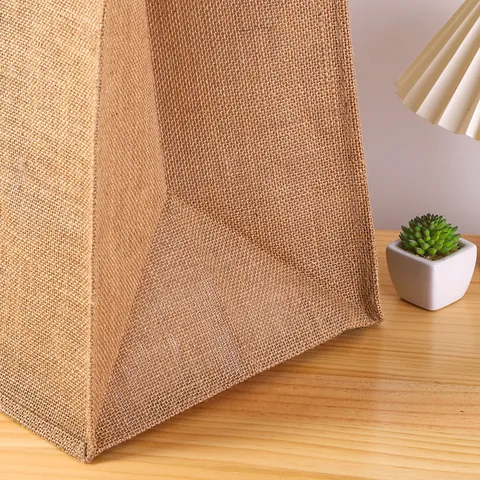 Waterproof Laminated Jute Burlap Tote Bag Large Capacity Reusable Eco Friendly Shopping Bag Handheld Grocery Storage Handbag