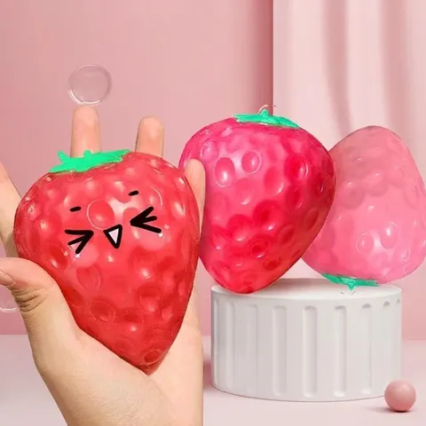 Creative Strawberry Squeeze Toy Light Sensitive Color Changing Stress Relief Soft TPR Sensory Toy For Kids Adults Gift