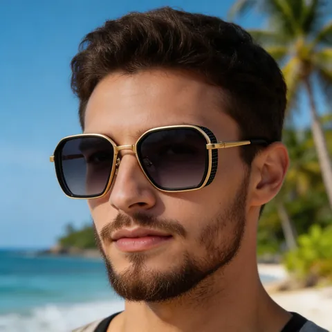 Vintage Steampunk Rechteck Sonnenbrille Herren Metall PC Rahmen UV400 Outdoor Mode Brillen
