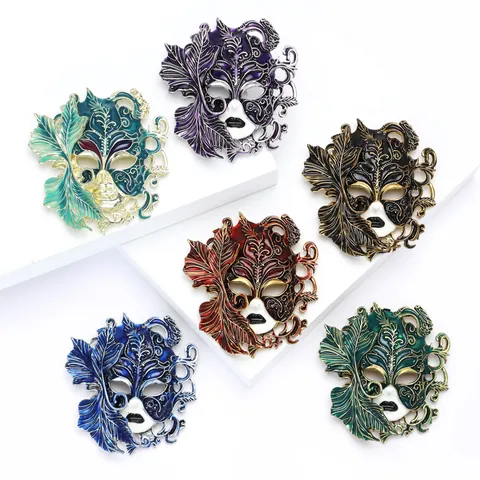Spilla Maschera di Carnevale Veneziana Vintage in Lega Smalto a Goccia Stile Gotico Gioielli Accessori per Donna Festa di Carnevale