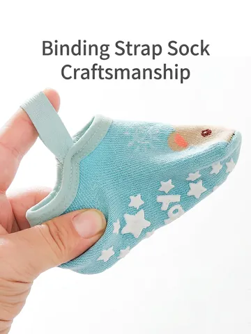 Baby Bodensocken Rutschfest Kleinkinder Grip Socken Mit Elastischem Riemen Gekämmte Baumwolle Cartoon Tiermuster Atmungsaktiv