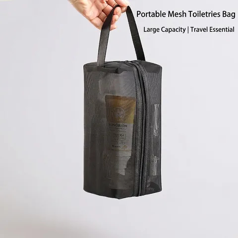 Borsa Trucco In Rete Di Nylon Organizzatore Da Viaggio Pochette Cosmetica Traspirante Leggera Con Cerniera Per Donne