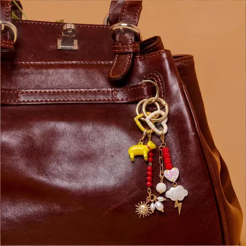 Ciondolo per Borsa Fai da Te Portachiavi in Lega di Zinco Multi Elemento con Perline Cuore Animale Frutta per Accessori Borsa Donna