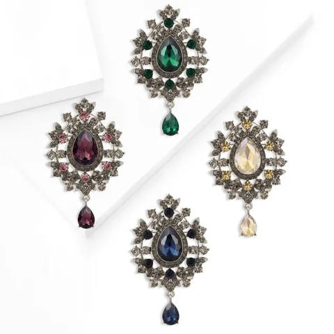 Spilla Pendente Barocca Vintage Forma Pera Strass Lega Gioielli Di Lusso Per Donna Accessori Per Matrimonio Banchetto