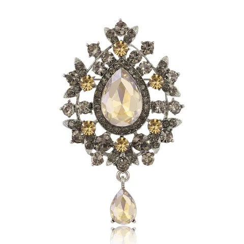 Spilla Pendente Barocca Vintage Forma Pera Strass Lega Gioielli Di Lusso Per Donna Accessori Per Matrimonio Banchetto