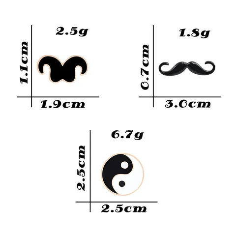 Spilla in Smalto Tai Chi Yin Yang Bagua in Stile Cinese Distintivo Creativo Baffi Neri Spilla da Risvolto Gioielli in Lega per Vestiti