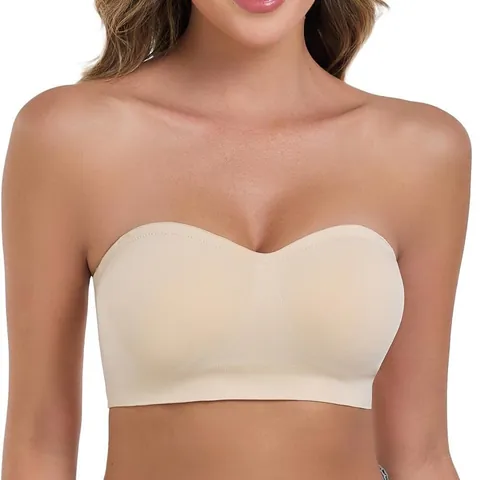 Women Seamless Strapless Bandeau Bra Non-Slip Invisible Padded Wireless Multi-Way Bra With Removable Straps