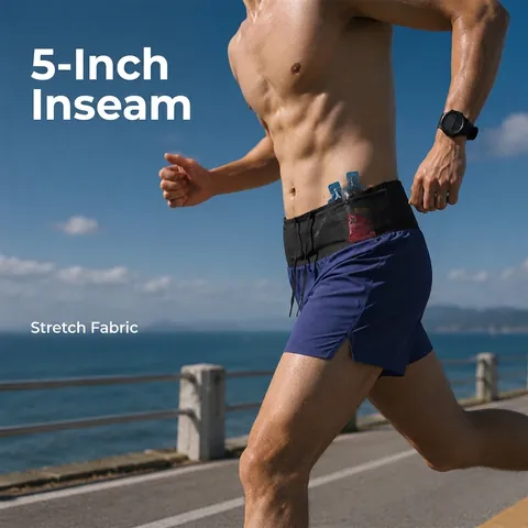 Pantaloncini Sportivi Uomo Vita Alta Asciugatura Rapida Traspirante Corsa Fitness Maratona Allenamento Con Tasca Poliestere