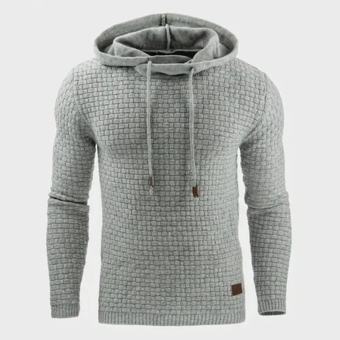 Felpa da Uomo in Maglia Jacquard a Nido d'Ape Casual Manica Lunga Vestibilità Aderente Pullover Con Toppa in Pelle Top Caldo Autunno Inverno