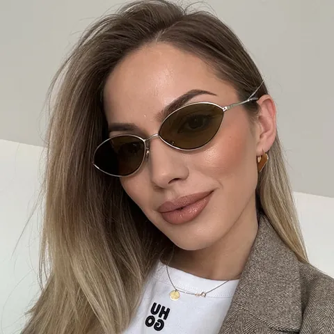 Gafas De Sol Ovaladas Vintage Montura Metal Moda Lentes Teñidas Protección UV Hombres Mujeres