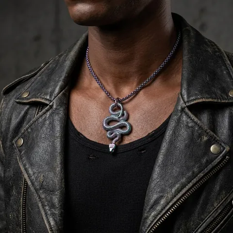 Collana Con Pendente A Serpente In Acciaio Inossidabile Punk Per Uomo Donna Gotico Animale Gioielli Vintage Catena