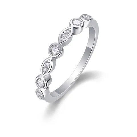 925 Sterling Silver Moissanite Eternity Ring For Women Sparkly Marquise Round Cut Wedding Band Niche Design Jewelry Ring Gift