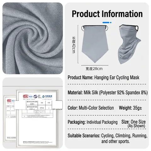 Face Mask Neck Gaiter Ice Satin Ear Loops UV Protection Breathable Triangle Scarf For Cycling Hiking Outdoor Sports
