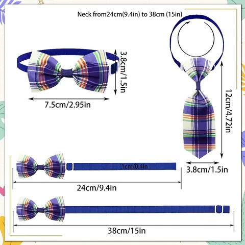 Adjustable Pet Bow Tie Plaid Striped Necktie British Style For Cats Small Dogs Formal Party Costume Accessory