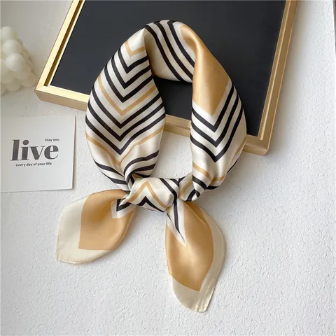 Damen Satin Quadratisches Halstuch Geometrisches Streifenmuster Professionelles Halstuch Für Büro Arbeit Täglich Mode Accessoire