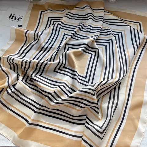 Damen Satin Quadratisches Halstuch Geometrisches Streifenmuster Professionelles Halstuch Für Büro Arbeit Täglich Mode Accessoire