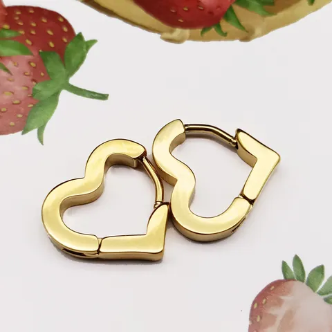 316 Stainless Steel Geometric Huggie Hoop Earring For Women Men Single Piece Gold Silver Black Heart Star Punk Jewelry