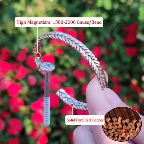 Magnetic Pure Copper Cuff Bracelet Twisted Woven Design Adjustable Energy Therapy Jewelry For Men And Women