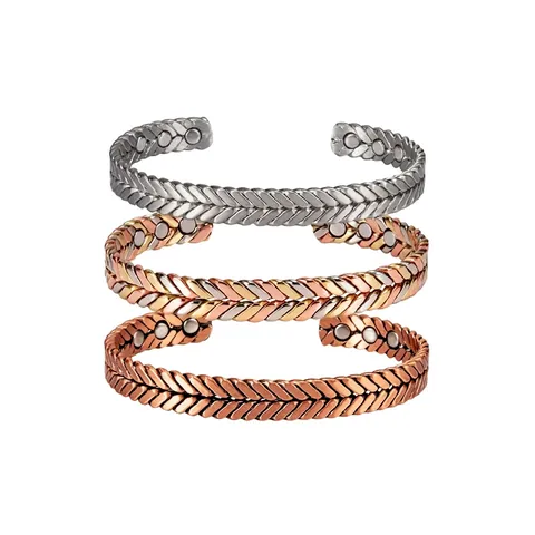 Magnetic Pure Copper Cuff Bracelet Twisted Woven Design Adjustable Energy Therapy Jewelry For Men And Women