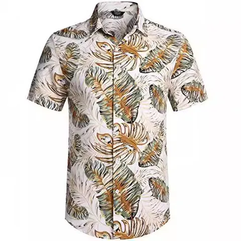 Men Tropical Hawaiian Shirt And Shorts Set Short Sleeve Casual Button Down Lapel Top Breathable Vacation Beach Floral Print