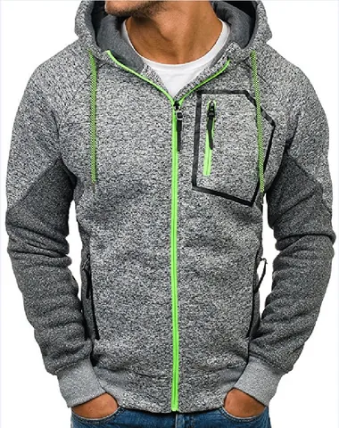 Men Color Block Full Zip Hoodie Fleece Lined Casual Hooded Sweatshirt With Neon Accents Sporty Spliced Jacket For Daily Outwear