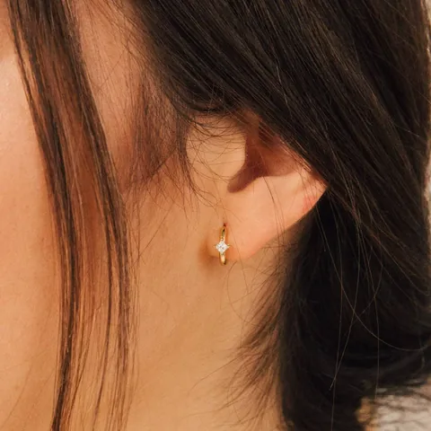 Luxury Square Zirconia Copper Hoop Earrings For Women Gold Silver Plated Geometric Minimalist Fashion Commuting Jewelry