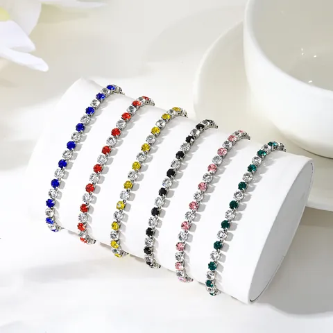 Mode 4mm Tweekleurige Zirconia Tennis Armband Voor Vrouwen Koper Verstelbaar Schuifsluiting En Vouwsluiting Luxe Sieraden