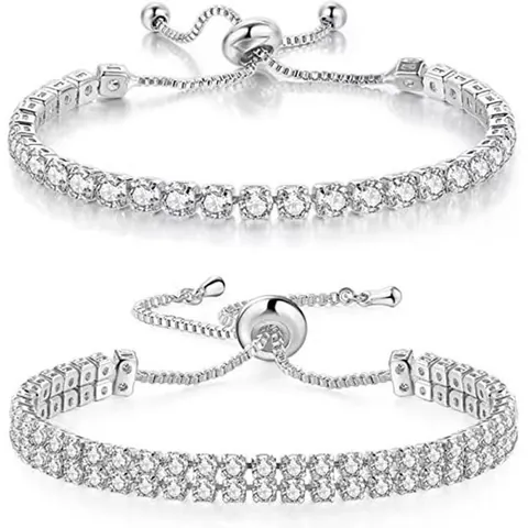 Pulsera Tennis de Aleación de Cobre con Zirconia para Mujer Cristal Simple Cierre de Bolo Ajustable Ojo Turco Cruz Joyería