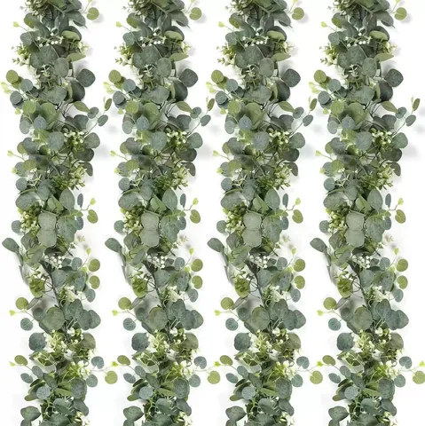 Künstliche Eukalyptus Girlande Mit Schleierkraut Rosen Blüten Grünpflanzen Rebe Für Hochzeit Party Zuhause Wand Kamin Deko