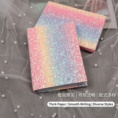 Taccuino con Paillettes Arcobaleno Diario a Copertina Rigida Glitterata per Studenti Ragazze Scuola Ufficio Cancelleria Regalo Carino